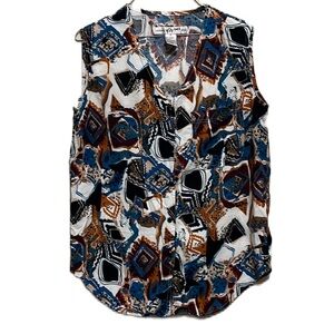 Women’s Authentic KIKOMO Style, Sleeveless, V-Neck Top, Multi Colors, Small